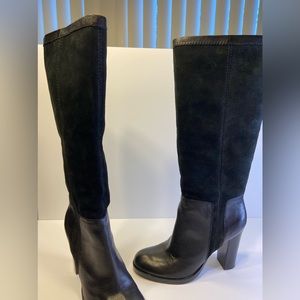 Unique Nine West Leather and Suede Knee High Boots, 10, Black , EUC, Worn Twice